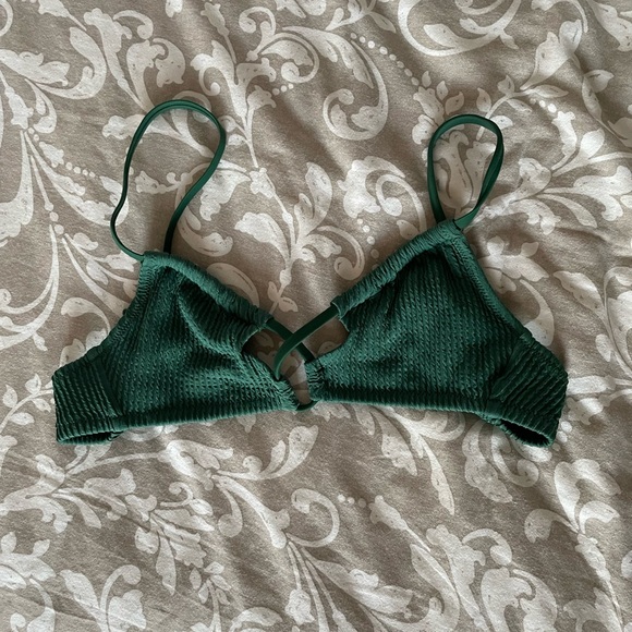 aerie Other - aerie Forest Green Ribbed Triangle Bikini top